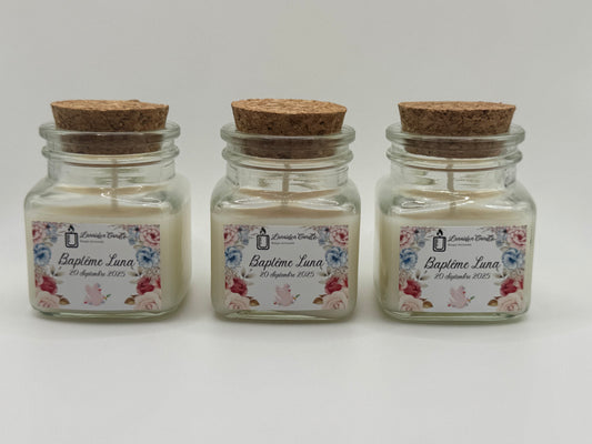 Bougie cadeau invité personnalisée avec parfum
