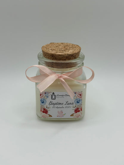 Bougie cadeau invité personnalisée sans parfum