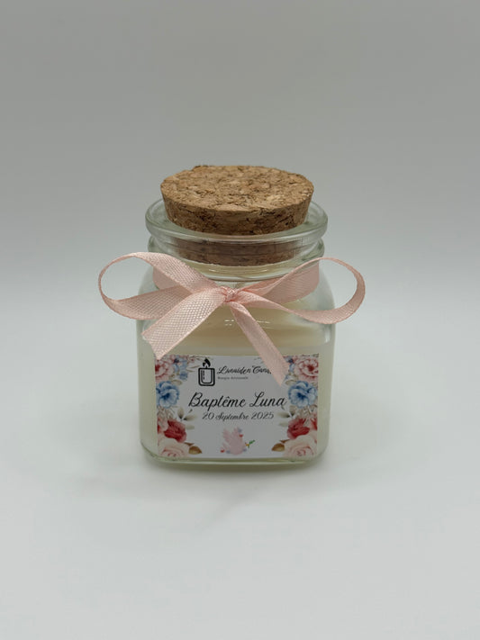 Bougie cadeau invité personnalisée sans parfum